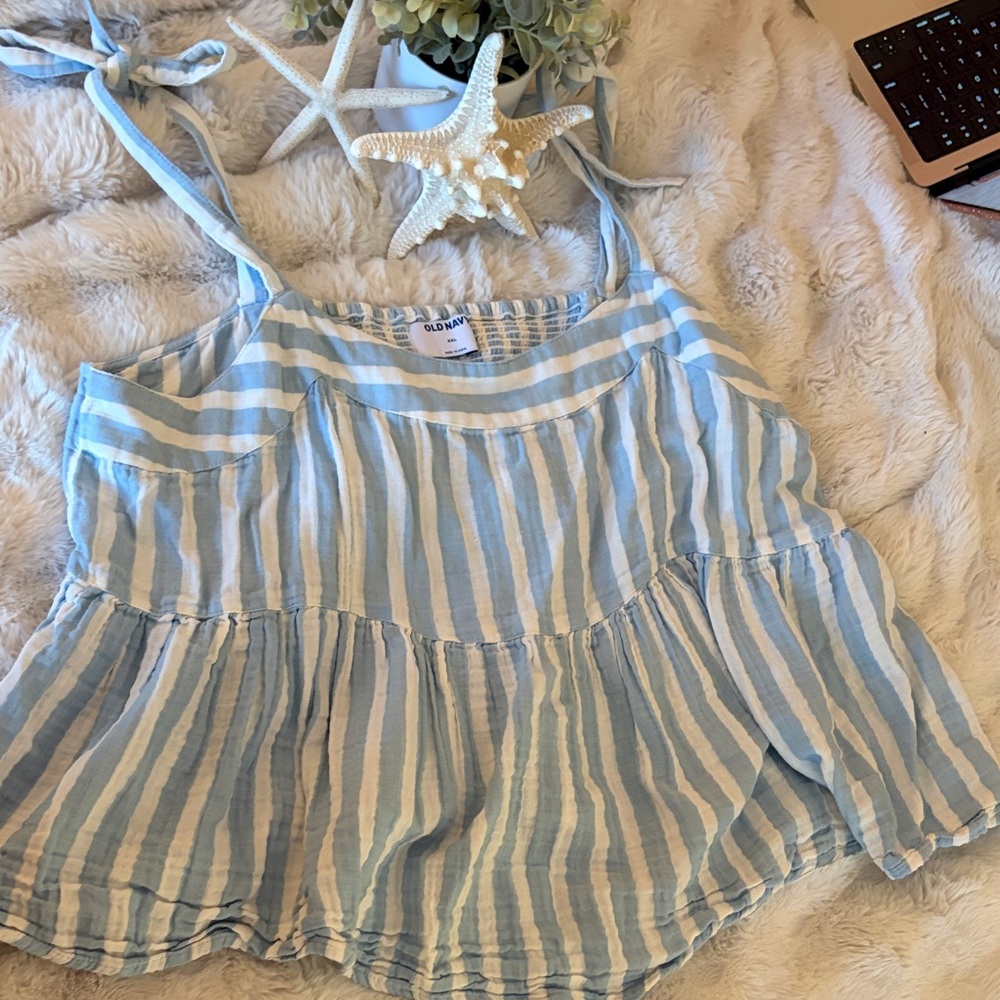 Old Navy Light Blue and White Striped Camisole